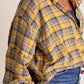 Women's Seams Raw Edge Washed Oversized Shirt Jacket with Pockets