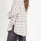 Women's Seams Raw Edge Washed Oversized Shirt Jacket with Pockets