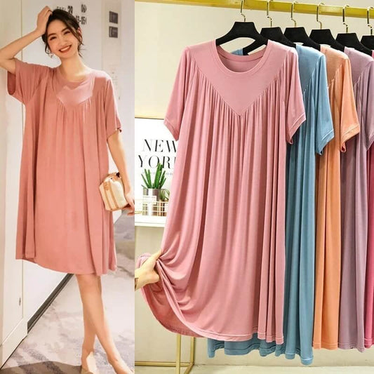 🎁Hot Sale 49% OFF⏳Super Soft Comfortable Short Sleeve Loose Pajama Dress