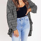 Women's Seams Raw Edge Washed Oversized Shirt Jacket with Pockets