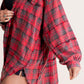 Women's Seams Raw Edge Washed Oversized Shirt Jacket with Pockets