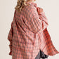 Women's Seams Raw Edge Washed Oversized Shirt Jacket with Pockets