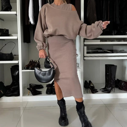 🔥HOT SALE 49% OFF🔥Women's Sweatshirt & Sleeveless Dress 2-Piece Set