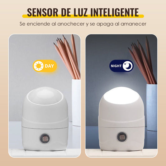Luz Nocturna Enchufable Giratoria con Sensor Inteligente