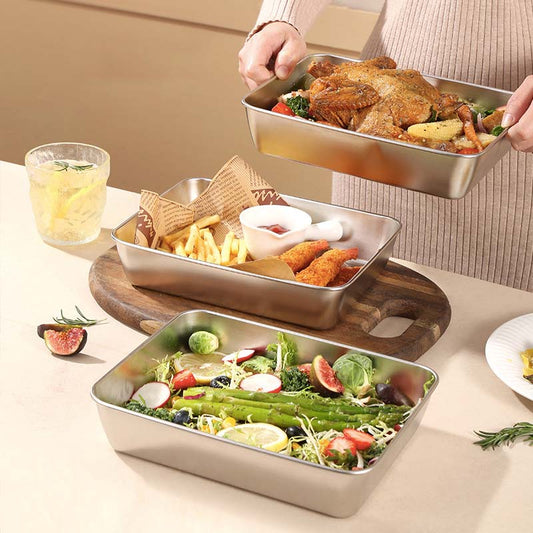 🔥LAST DAY 49% OFF-Stainless Steel Square Plate（With Lid）